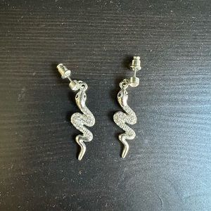 Silver Snake Earrings
